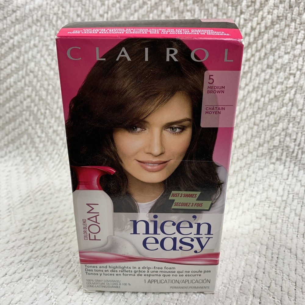 NOS Clairol # 5 Medium Brown Nice' n Easy‎ Hair Color Blend Foam Permanent